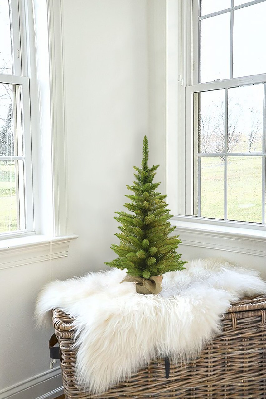 Perfect Holiday 3' Green Tabletop Tree with Burlap Wrapped Base